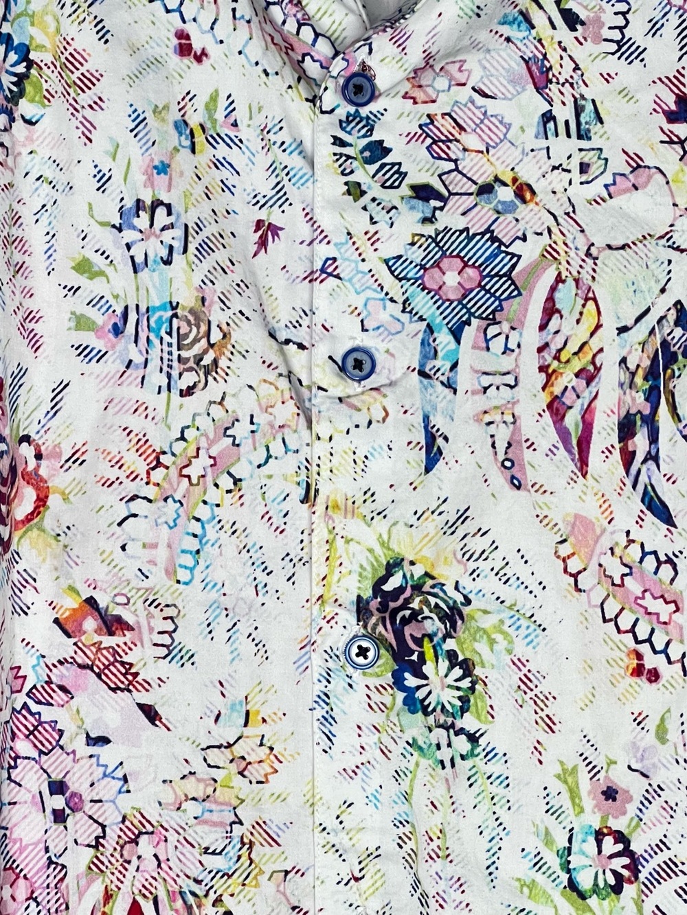 Robert Graham White with floral abstract print cotton Sz 2XL Summer, vacation - Picture 3 of 9